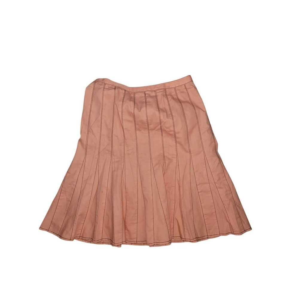 Peach Cotton Paneled A-Line Skirt with Contrast Stitching Size 10